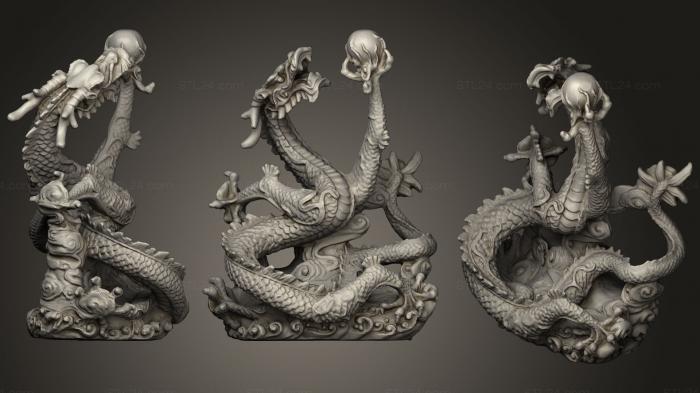 Статуэтки грифоны и драконы (Китайский дракон, STKG_0150) 3D модель для ЧПУ станка